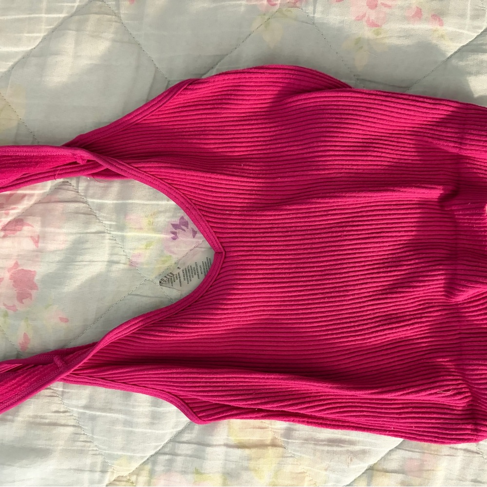 Love Bright Pink Ribbed Top